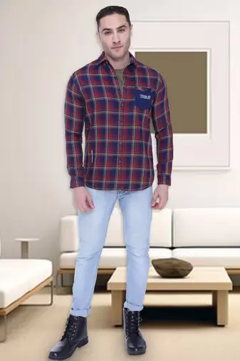 Men's cotton twill casual checks shirt | checks shirt for men