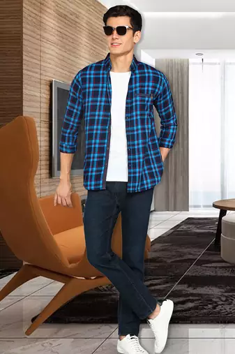 Men's twill cotton casual shirt | checks shirt for men
