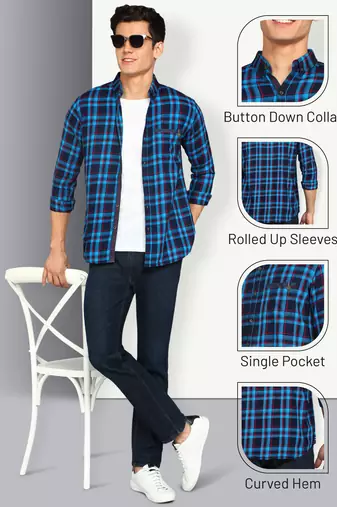 Men's twill cotton casual shirt | checks shirt for men