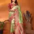 Green banarasi tissue silk blend saree with woven paithani design