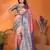 Peach banarasi tissue silk blend saree with woven paithani design