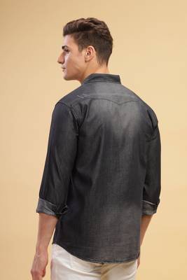 Men's double pocket distressed denim shirt | western denim shirt for men 2