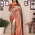 Grey banarasi tissue silk blend saree with woven paithani design