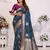 Blue graceful soft silk blend saree with woven zari work
