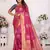Pink graceful soft silk blend saree with woven zari work