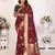 Brown graceful soft silk blend saree with woven zari work