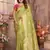 Green graceful soft silk blend saree with woven zari work