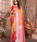 Mustard kochi silk blend party saree