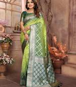 Pista kochi silk blend party saree