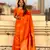 Orange moonga silk blend woven dual jari peacock festive wear saree