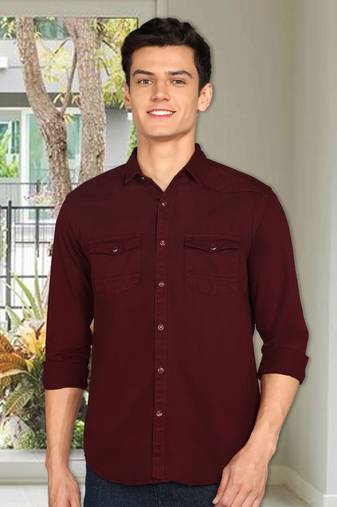 Men's denim casual shirt | double pocket shirt for men