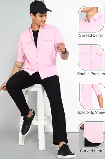 Men's denim casual shirt | double pocket shirt for men