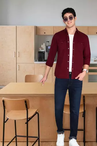 Men's denim casual shirt | double pocket shirt for men