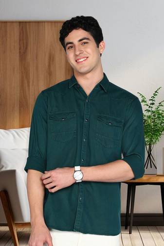 Men's denim casual shirt | double pocket shirt for men