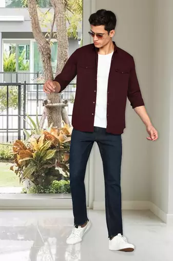 Men's denim casual shirt | double pocket shirt for men