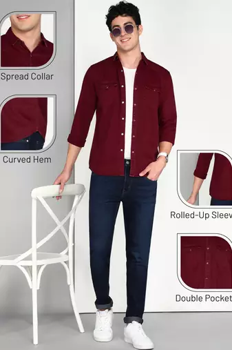 Men's denim casual shirt | double pocket shirt for men