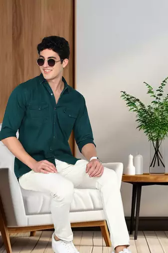 Men's denim casual shirt | double pocket shirt for men
