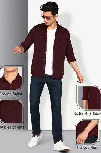 Men's denim casual shirt | double pocket shirt for men