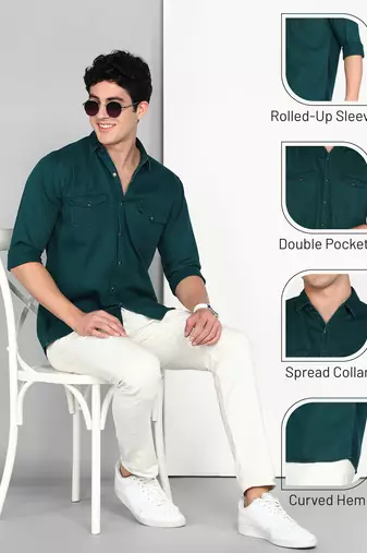 Men's denim casual shirt | double pocket shirt for men