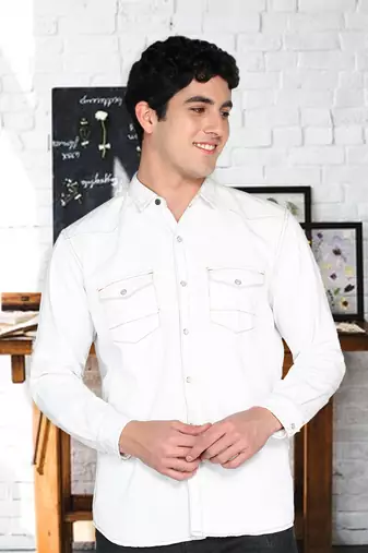 Men's denim casual shirt | double pocket shirt for men