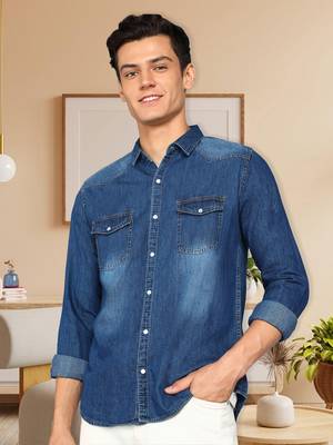 Men's denim casual shirt | double pocket shirt for men 1