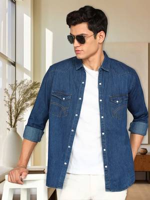 Men's denim casual shirt | double pocket shirt for men 1