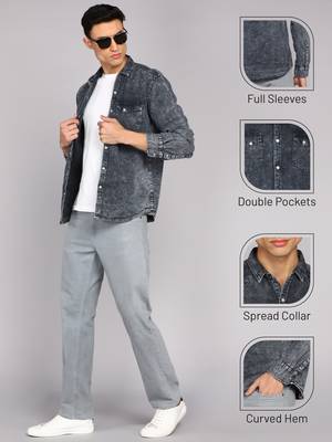 Men's denim casual shirt | double pocket shirt for men 5