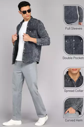 Men's denim casual shirt | double pocket shirt for men