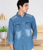 Men's denim casual shirt | double pocket shirt for men