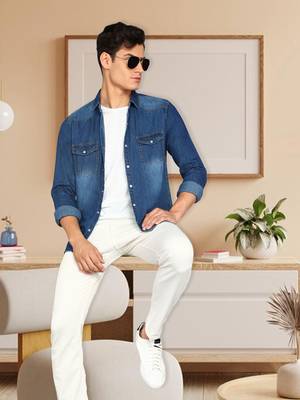 Men's denim casual shirt | double pocket shirt for men 3