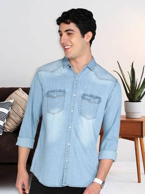 Men's denim casual shirt | double pocket shirt for men 1