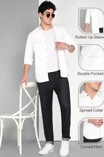Men's denim casual shirt | double pocket shirt for men