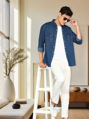 Men's denim casual shirt | double pocket shirt for men 3