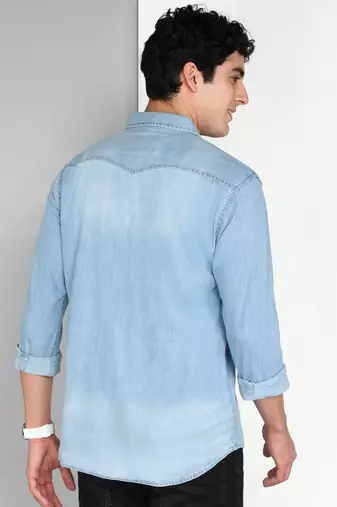Men's denim casual shirt | double pocket shirt for men