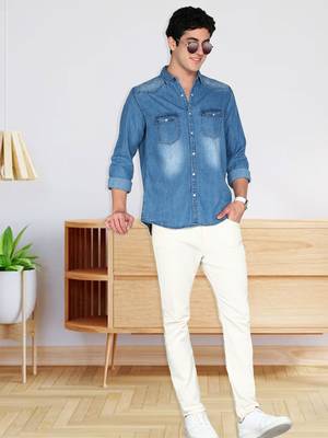 Men's denim casual shirt | double pocket shirt for men 3