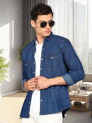 Men's denim casual shirt | double pocket shirt for men 1