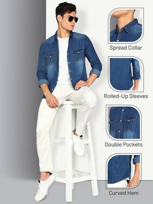 Men's denim casual shirt | double pocket shirt for men 5