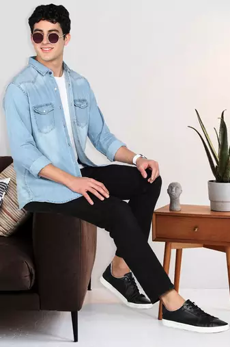 Men's denim casual shirt | double pocket shirt for men