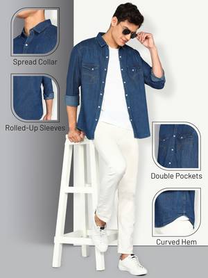 Men's denim casual shirt | double pocket shirt for men 4