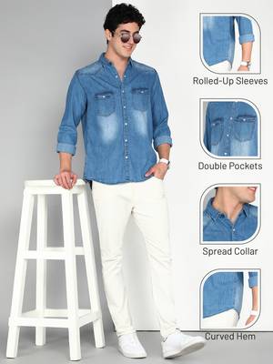 Men's denim casual shirt | double pocket shirt for men 5
