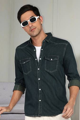 Men's denim casual shirt | double pocket shirt for men