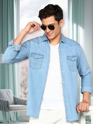 Men's denim casual shirt | double pocket shirt for men 1