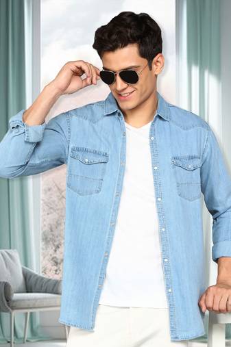 Men's denim casual shirt | double pocket shirt for men