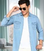 Men's denim casual shirt | double pocket shirt for men