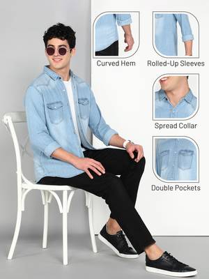 Men's denim casual shirt | double pocket shirt for men 5