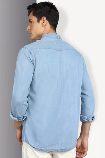 Men's denim casual shirt | double pocket shirt for men