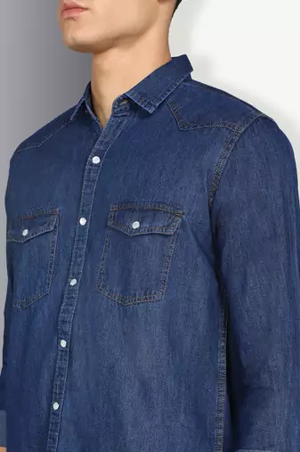 Men's denim casual shirt | double pocket shirt for men