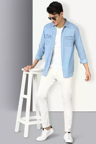 Men's denim casual shirt | double pocket shirt for men