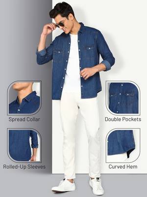 Men's denim casual shirt | double pocket shirt for men 5