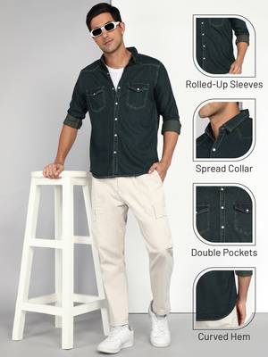 Men's denim casual shirt | double pocket shirt for men 5